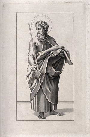 view Saint Paul. Engraving after M.A. Raimondi after Raphael.