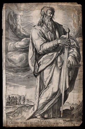 view Saint Paul. Engraving by A. Collaert, 1592, after M. de Vos.