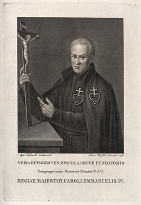 Saint Paul of the Cross. Line engraving by G.B. Leonetti after A. Tofanelli.