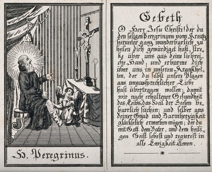 Saint Peregrinus. Etching.