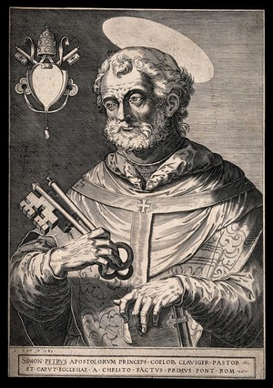 view Saint Peter. Engraving attributed to C. Cort.