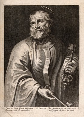 Saint Peter. Line engraving by N. Ryckmans after Sir P.P. Rubens.