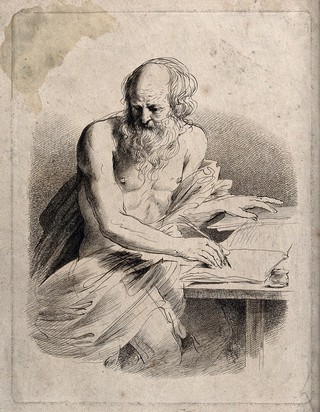 Saint Peter or Saint Jerome. Etching by A. von Bartsch after G.F. Barbieri, il Guercino.