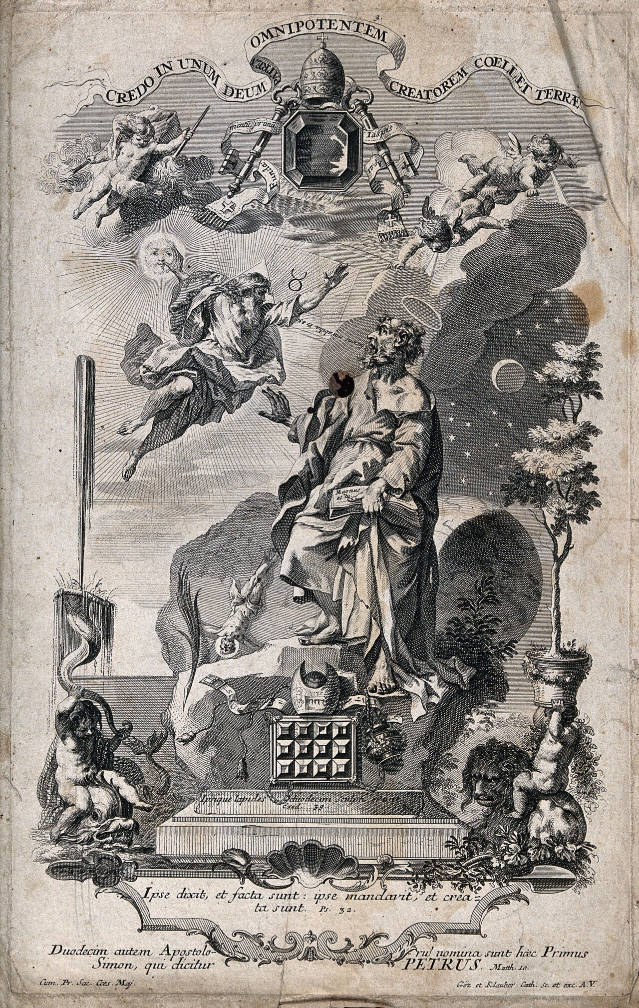 Saint Peter. Engraving by G.B. Göz and J. and J. Klauber., 1700-1799, by Gottfried Bernhard Göz