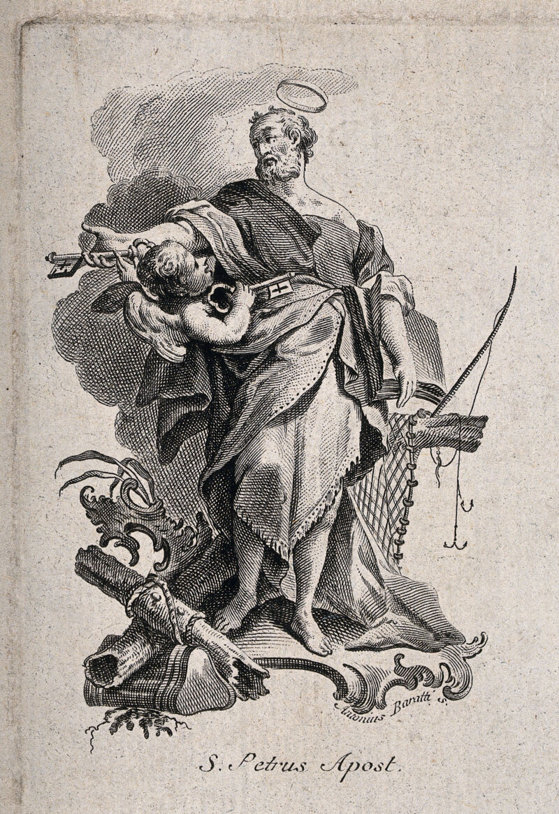 Saint Peter. Etching by A. Baratti., 1700-1799, by Antonio Baratti
