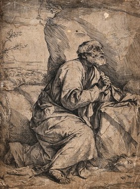 Saint Peter. Etching by J. Ribera.