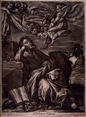 Saint Peter. Mezzotint by J. Smith after Johan Liss.