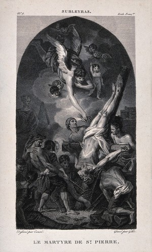 view Martyrdom of Saint Peter. Engraving by A.F. Gelée after S. Coeuré after P.H. Subleyras.