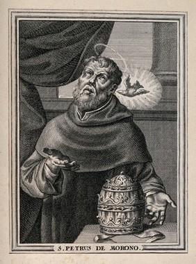 Saint Peter Celestine. Engraving.