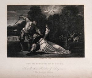 view Martyrdom of Saint Peter Martyr. Engraving by W.T. Fry.