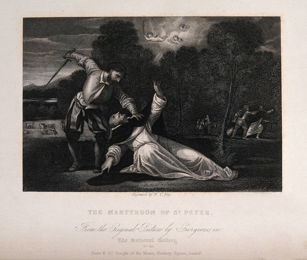 Martyrdom of Saint Peter Martyr. Engraving by W.T. Fry.