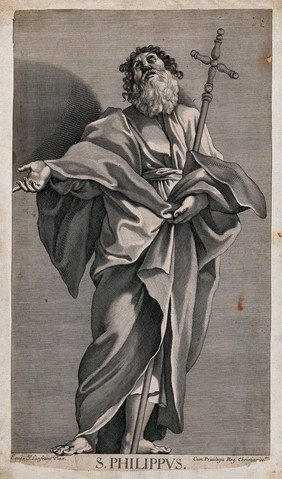 Saint Philip. Line engraving by F. de Louvement after H. Trudon after G. Lanfranco.