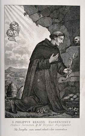 Saint Philip Benizzi. Engraving.