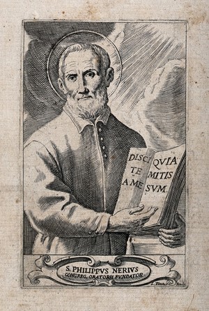 view Saint Philip Neri. Engraving by L. Tintus.