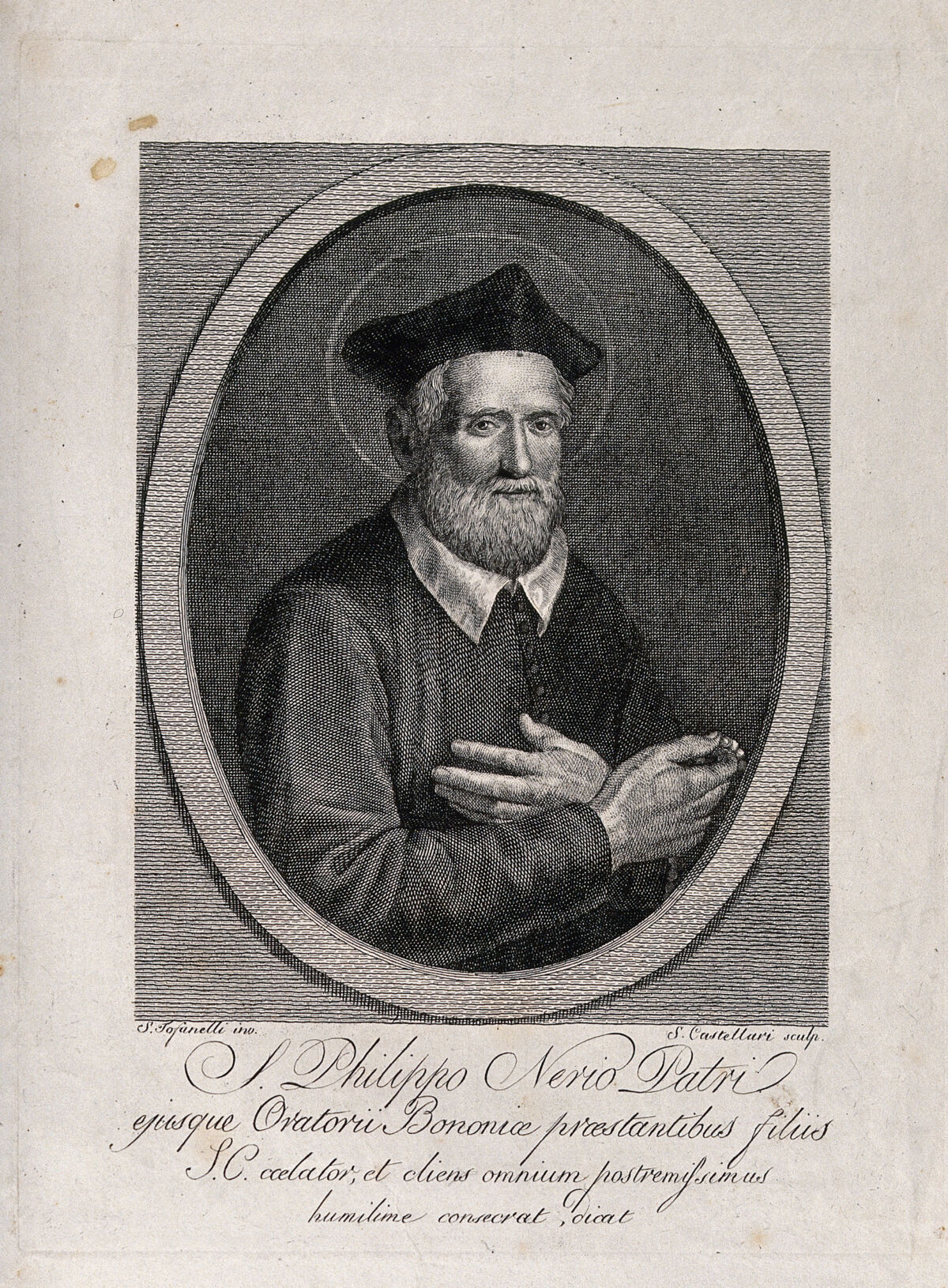 Saint Philip Neri. Engraving by S. Castellari after S. Tofanelli., by Stefano Tofanelli