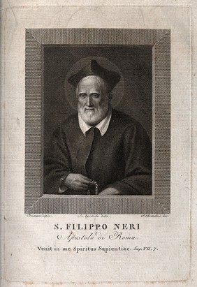 Saint Philip Neri. Line engraving by P. Bettelini after L. Agricola.