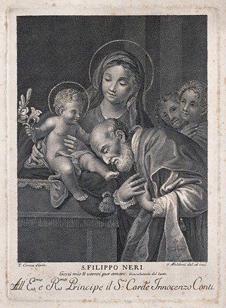Saint Philip Neri. Engraving by A.G. Faldoni after T. Conca.