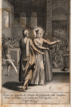 view Saint Philip Neri. Engraving by L.C.