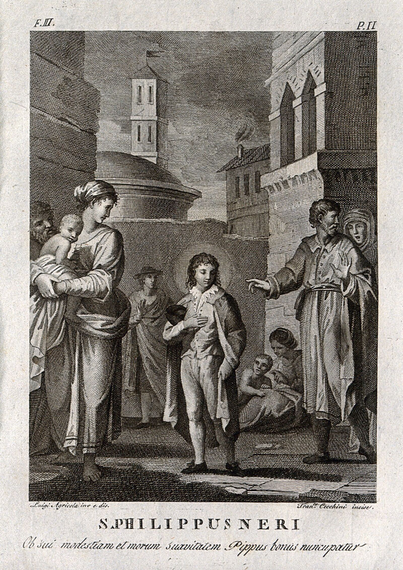 Saint Philip Neri. Engraving by F. Cecchini after L. Agricola., by Luigi Agricola