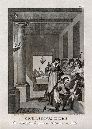 view Saint Philip Neri. Engraving by P. Savorelli after L. Agricola.