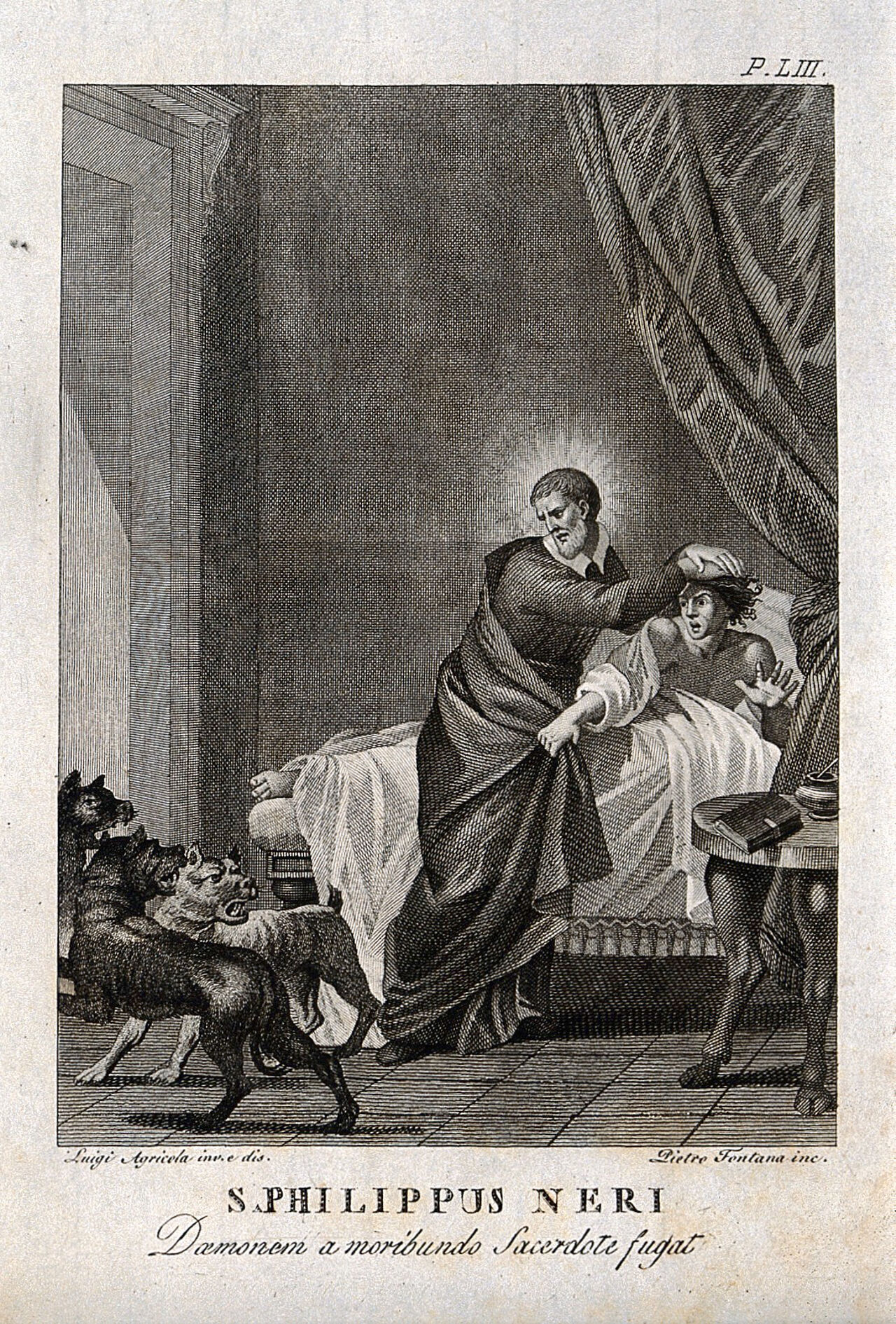 Saint Philip Neri. Engraving by P. Fontana after L. Agricola., by Luigi Agricola