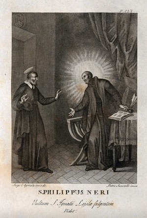 view Saint Philip Neri. Engraving by P. Savorelli after L. Agricola.