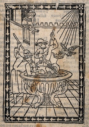 view Martyrdom of Saint Regina. Woodcut.