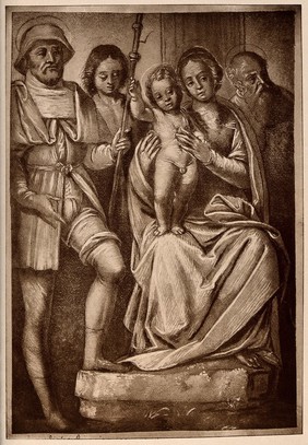 Martyrdom of Saint Roch. Reproduction of drawing by B. Lanini.