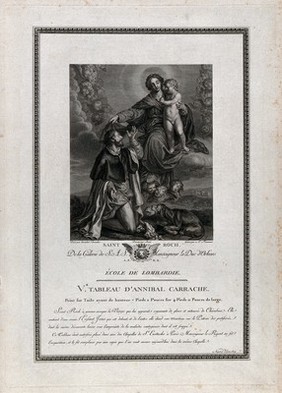 Saint Roch. Engraving by A.L. Romanet after Annibale Carracci.