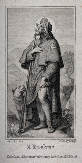 Saint Roch. Engraving by F. Ludy after K.A.H. Mücke.
