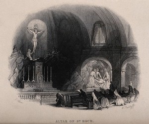 view Saint Roch. Engraving by W. Radclyffe after T. Allom.