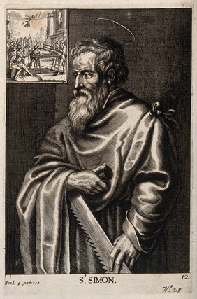 Saint Simon. Engraving.