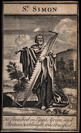 Saint Simon. Engraving.