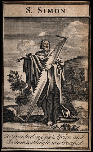 view Saint Simon. Engraving.