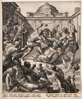 Martyrdom of Saint Stephen. Engraving by P. Mariette, 1698.