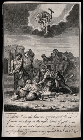 Martyrdom of Saint Stephen. Etching by J. Carwitham after L.M. Dumesnil.