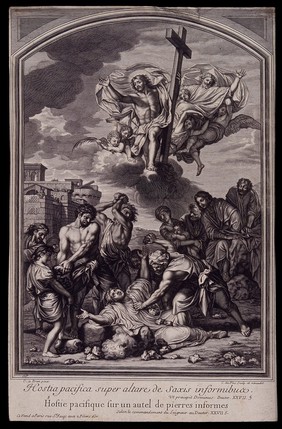 Martyrdom of Saint Stephen. Engraving by Cl. Duflos père after C. Lebrun.