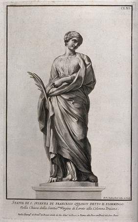 Saint Susanna of Rome. Line engraving by R. van Audenaerd after F. Duquesnoy.