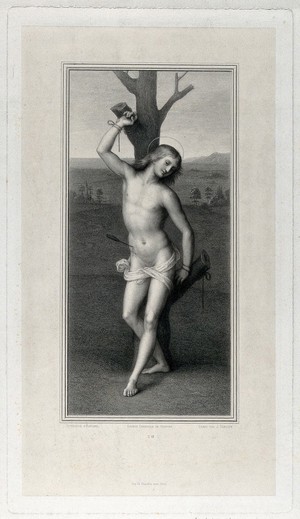 view Martyrdom of Saint Sebastian. Engraving by J.B. Danguin after Raphael.