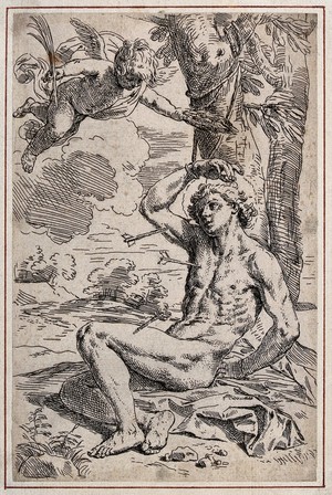 view Martyrdom of Saint Sebastian. Etching.