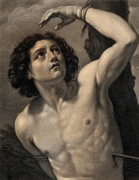 Saint Sebastian. Engraving by F. Gregori, 1756, after G. Reni.