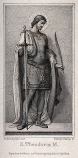 Saint Theodore of Amasia. Engraving by R. Stang after A. Müller.