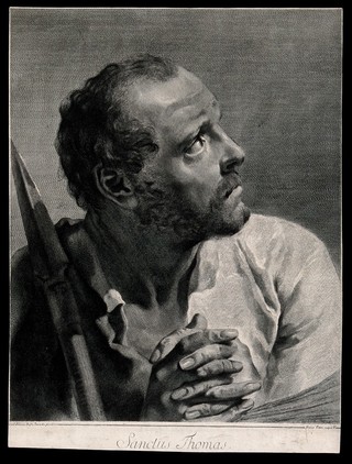 Saint Thomas. Line engraving by M. Pitteri after G.B. Piazzetta.