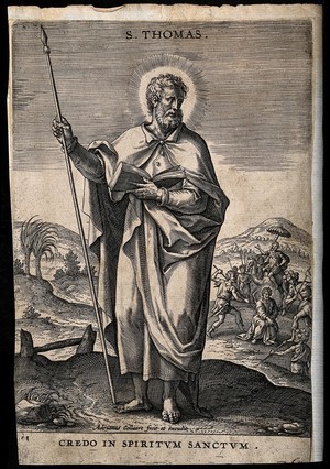 view Saint Thomas. Engraving by A. Collaert.