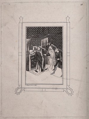 view Martyrdom of Saint Thomas of Canterbury. Etching by J. Strutt.