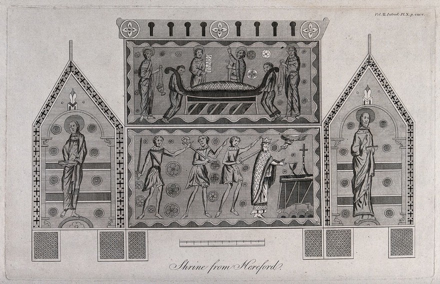 Shrine of Saint Thomas of Canterbury. Engraving.
