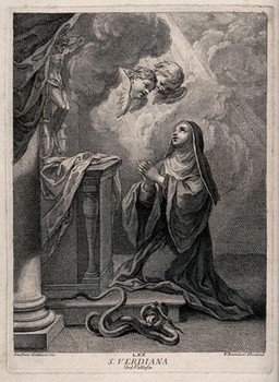 Saint Verdiana. Engraving by F. Bartolozzi after A.D. Gabbiani.