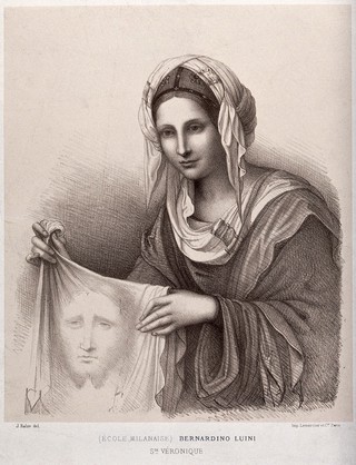 Saint Veronica. Lithograph after J. Balze after B. Luini.