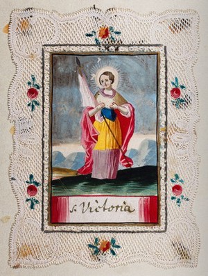 view Saint Victoria. Gouache painting.