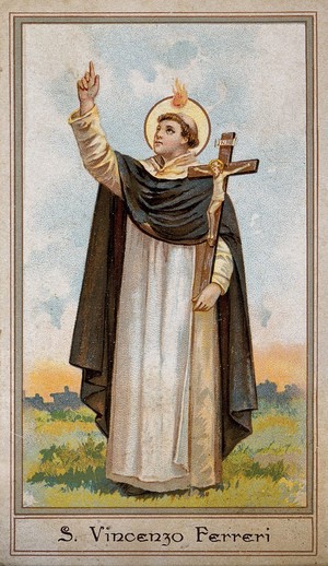 view Saint Vincent Ferrer. Colour lithograph, 1898.